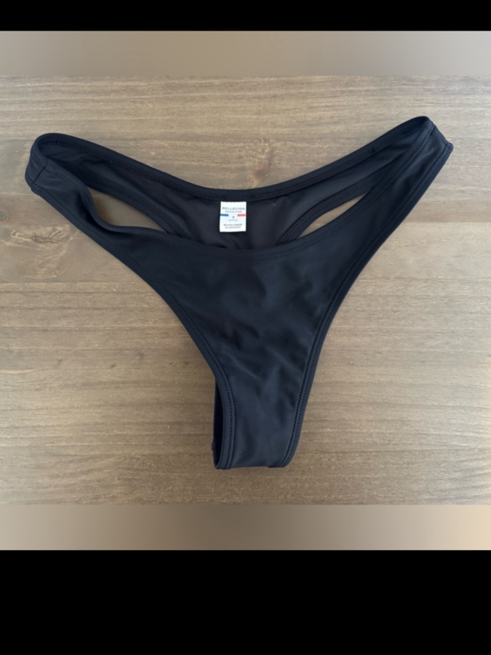 Thong High Cut Bikini Bottoms Black Swimwear Classic Vacation Beach Trip Size S